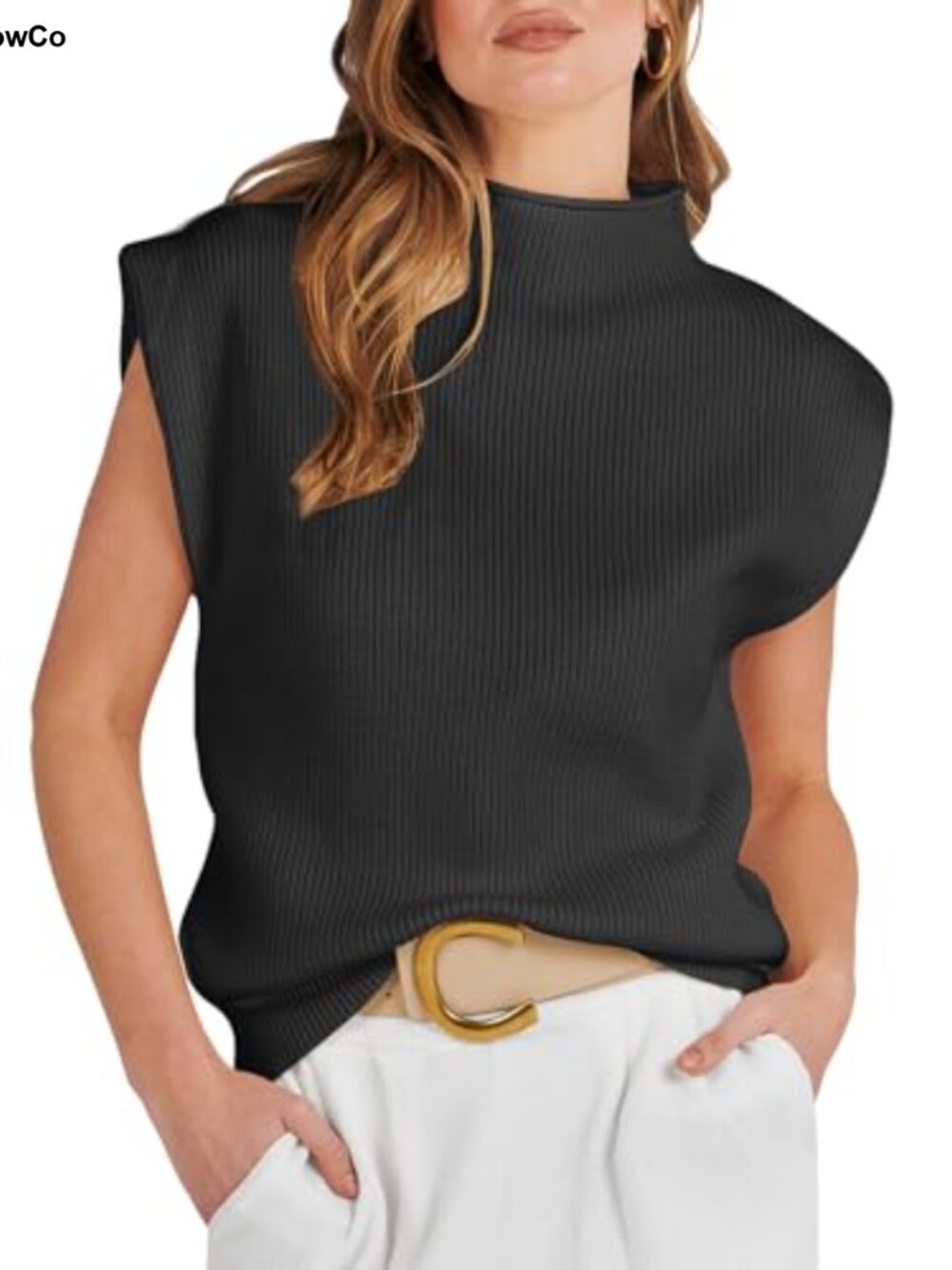 Mock Neck Sleeveless Sweater Vest Knit Work Business Casual